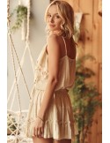 Boho blúzka so strapcami na ramienka, béžová 4509 - Internetový obchod - Butik